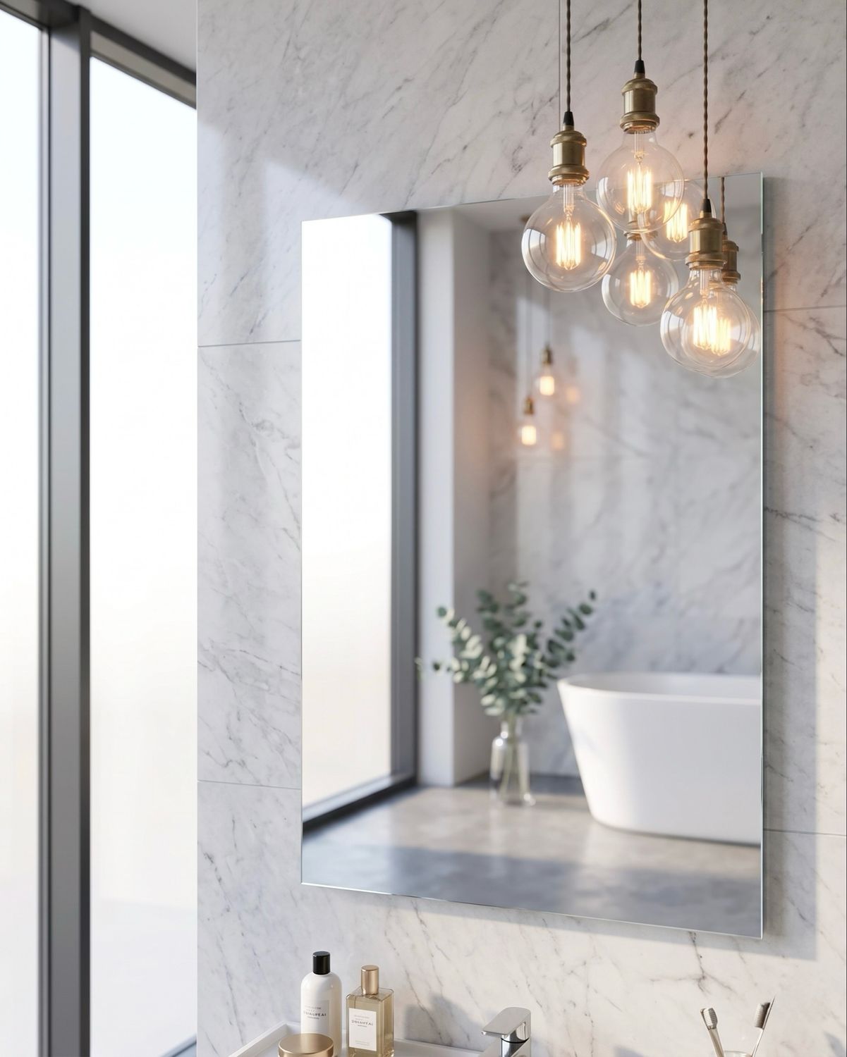 Frameless Bathroom Mirror 70 x 80 cm