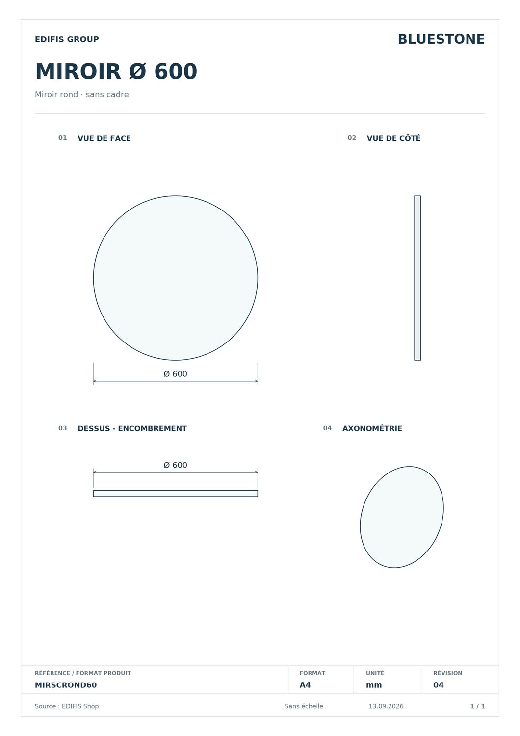 Miroir rond de salle de bains Ø60 cm — vue 3