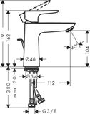 Talis E Mitigeur de lavabo 110 CH3 CoolStart avec tirette et vidage