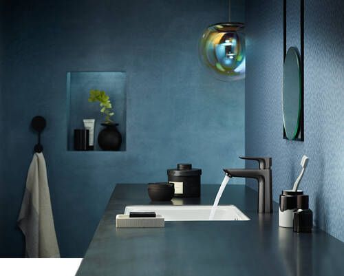 Mitigeur de lavabo Hansgrohe Talis E 110 CoolStart avec tirette et vidage en noir chromé brossé — vue 2