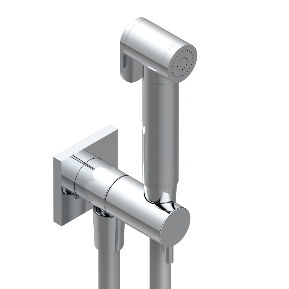 Ensemble hygiénique pour WC THG avec douchette à gâchette pour eau froide avec support et flexible  - Collection "Obione"
