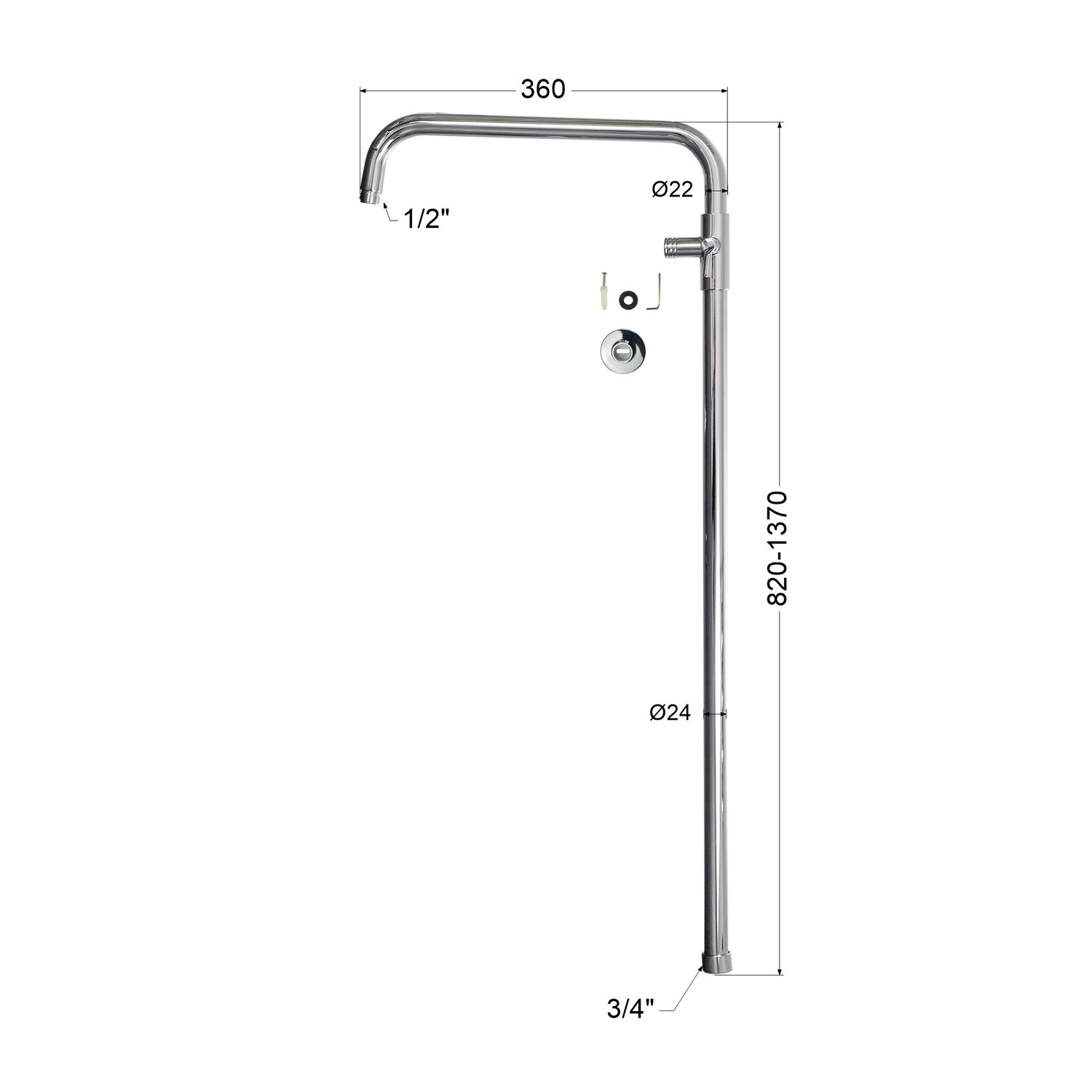 Deante Shower Bar for Blur Chrome Showerpipe