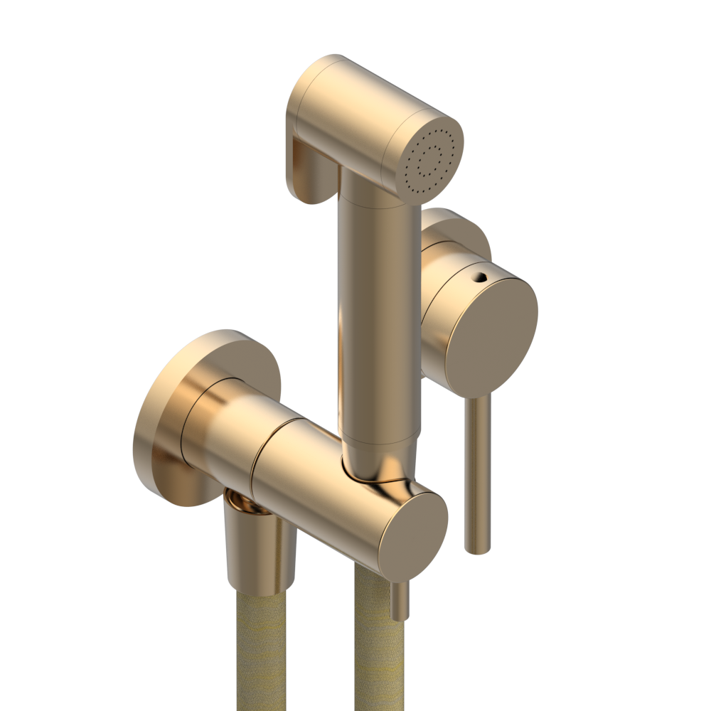 THG Hygienic WC Set with Trigger Showerhead, Hose, and Integrated Safety Stop on Wall Outlet - "Oyat" Collection