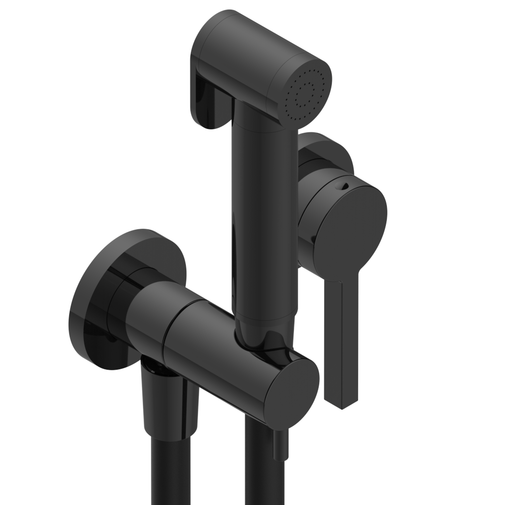 THG Hygienic Toilet Set with Trigger Spray, Hose, and Integrated Safety Stop on Wall Outlet - "Estran" Collection