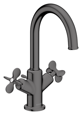AXOR Archivio 170 Basin Mixer with Pull Rod and Waste Set, Cross Handles in Polished Black Chrome