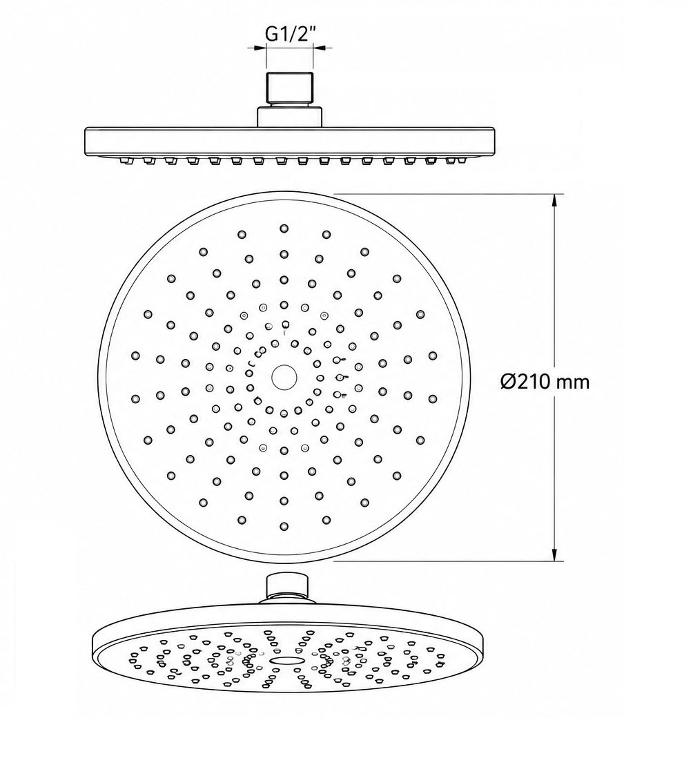 Round Shower Head Deante for Neo Ivo 225 Shower Column