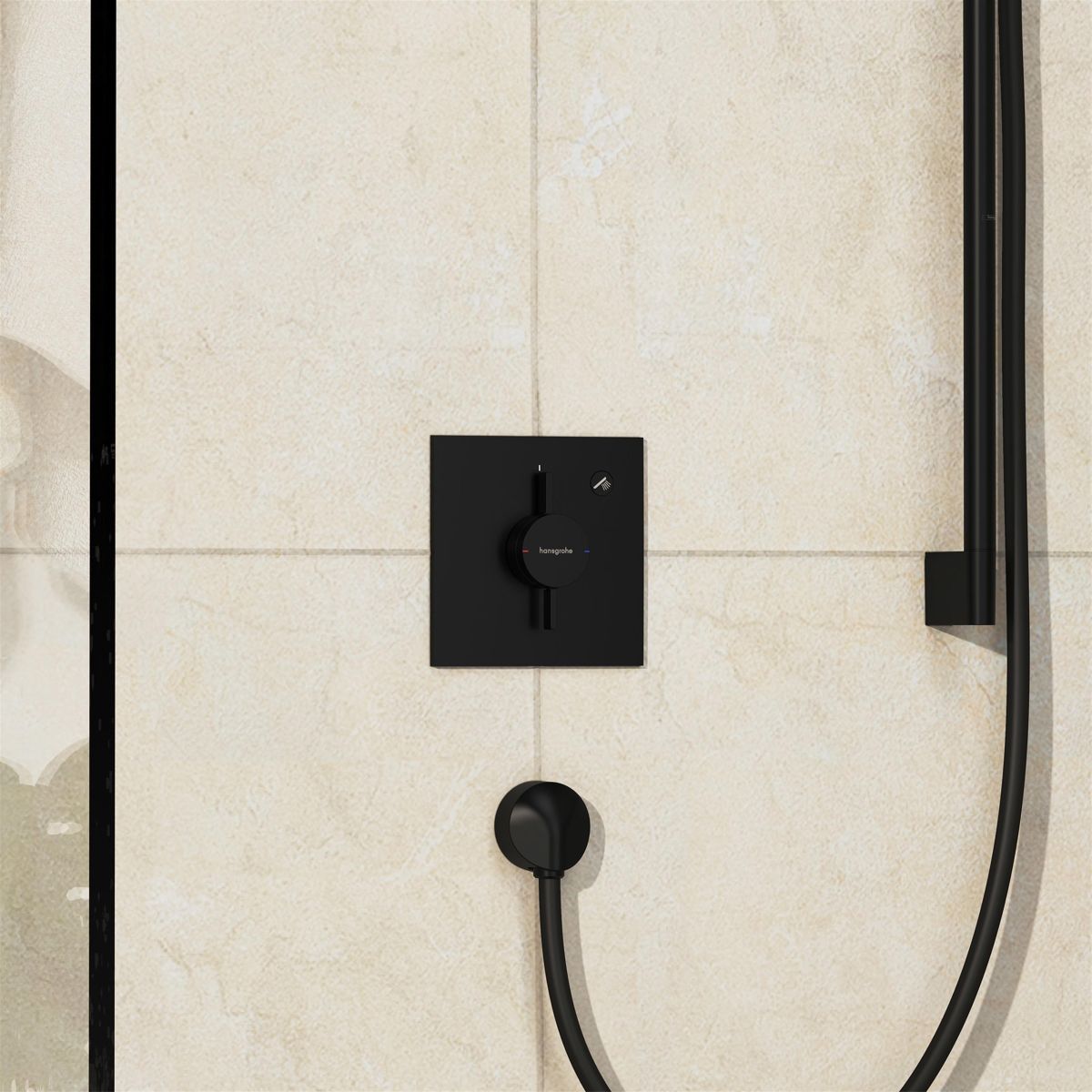 Set de finition pour mitigeur mécanique encastré Hansgrohe DuoTurn E avec 1 fonction en noir mat — vue 2