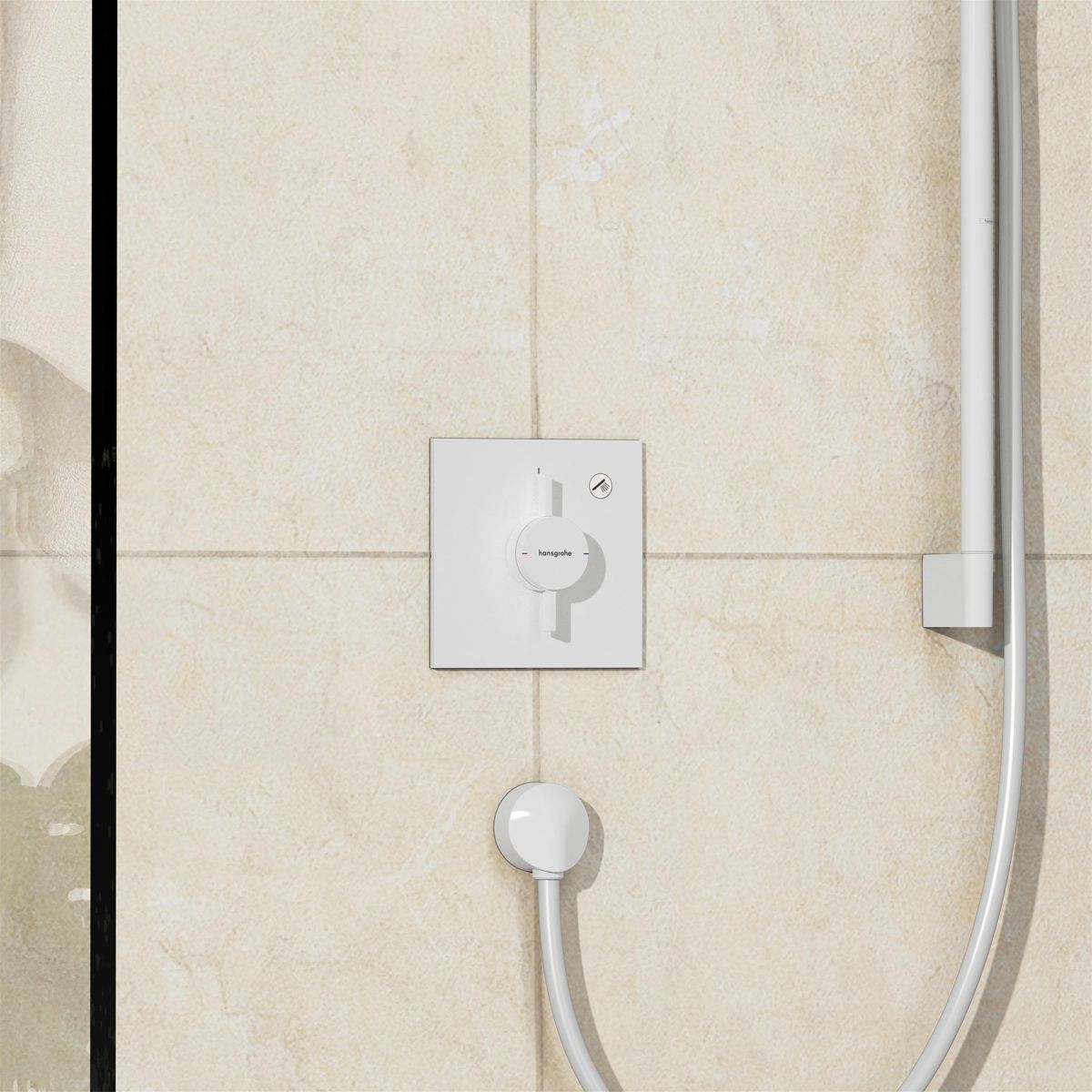 Set de finition pour mitigeur mécanique encastré Hansgrohe DuoTurn E avec 1 fonction en blanc mat — vue 2