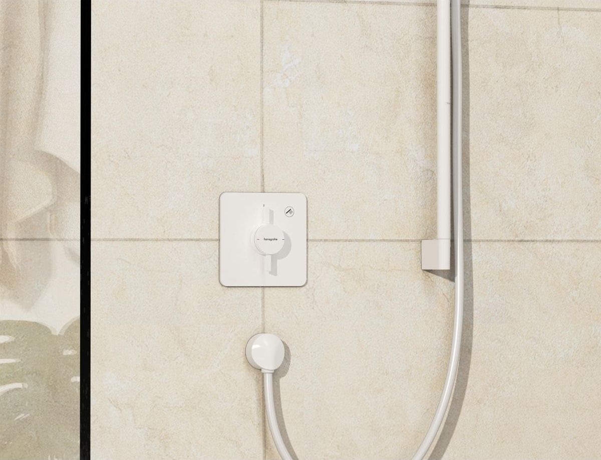 Set de finition pour mitigeur mécanique encastré Hansgrohe DuoTurn Q avec 1 fonction en blanc mat — vue 2