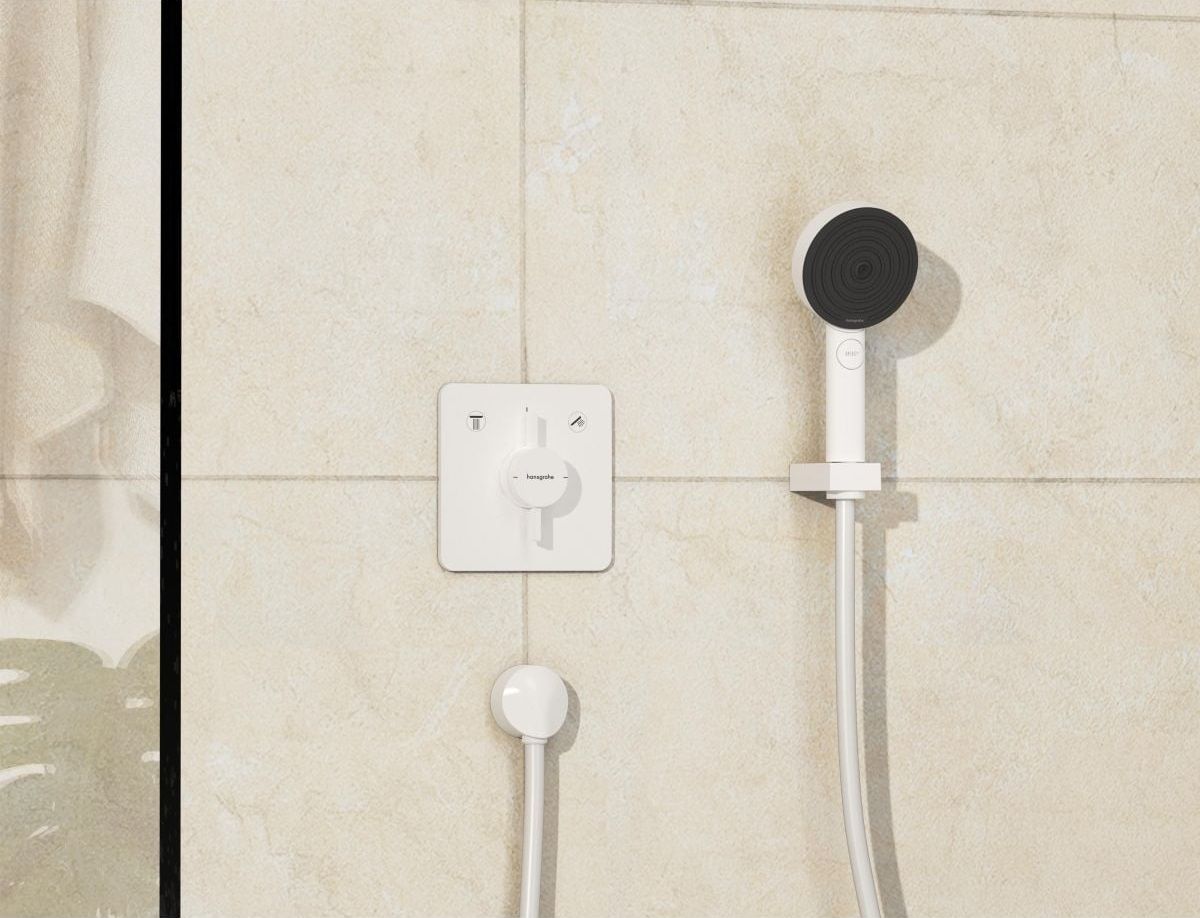 Set de finition pour mitigeur mécanique encastré Hansgrohe DuoTurn Q avec 2 fonctions en blanc mat — vue 2