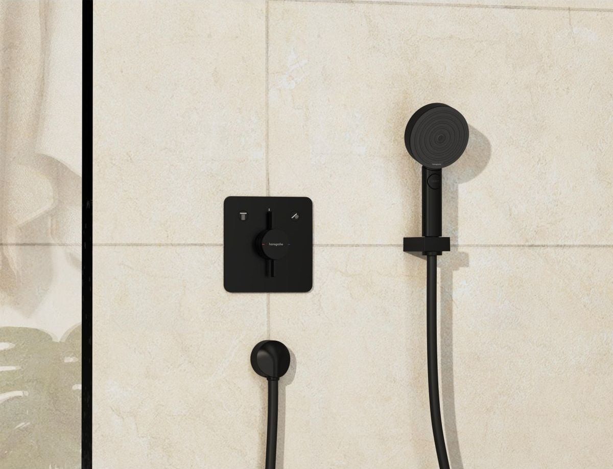 Set de finition pour mitigeur mécanique encastré Hansgrohe DuoTurn Q avec 2 fonctions en noir mat — vue 2