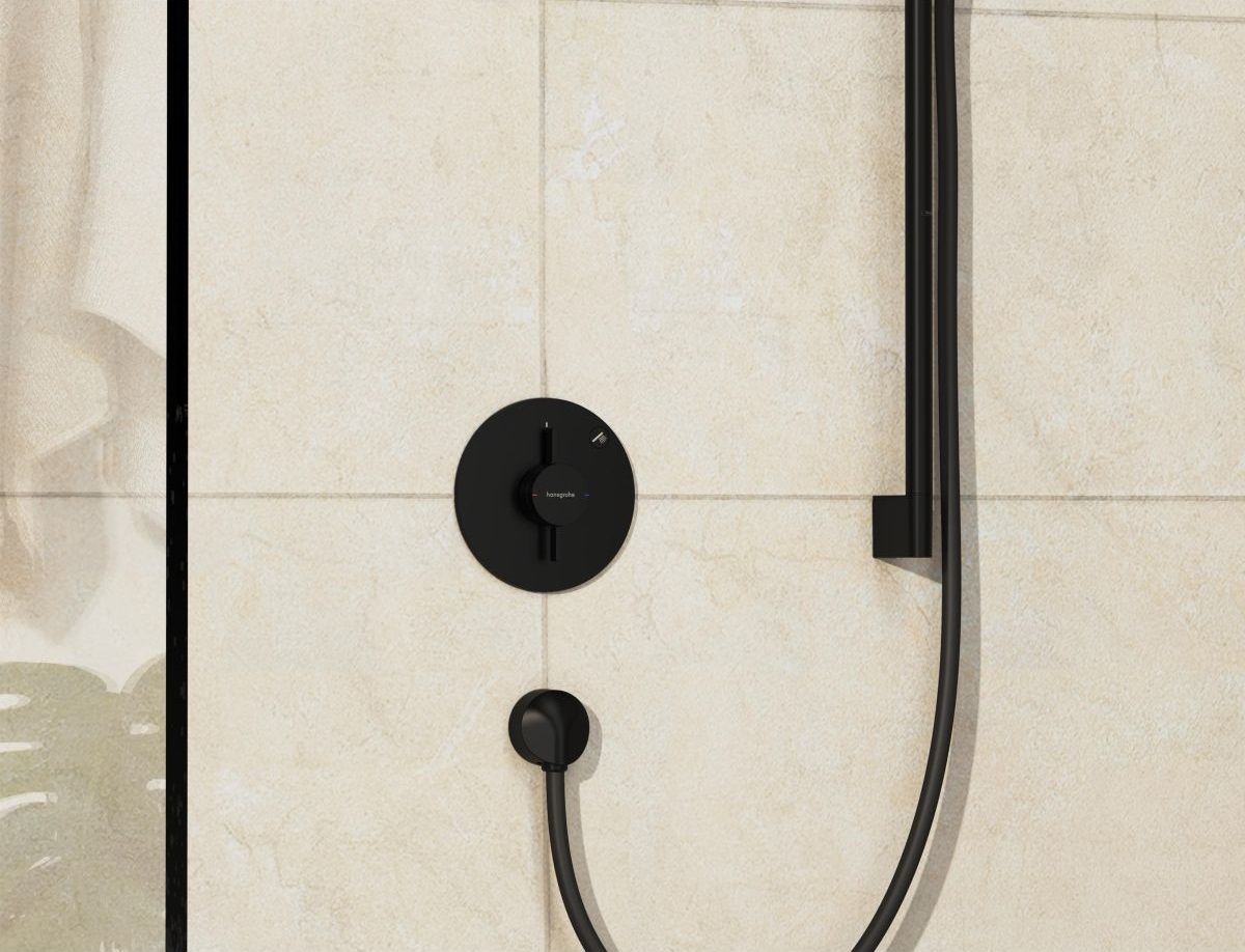 Set de finition pour mitigeur mécanique encastré Hansgrohe DuoTurn S avec 1 fonction en noir mat — vue 2