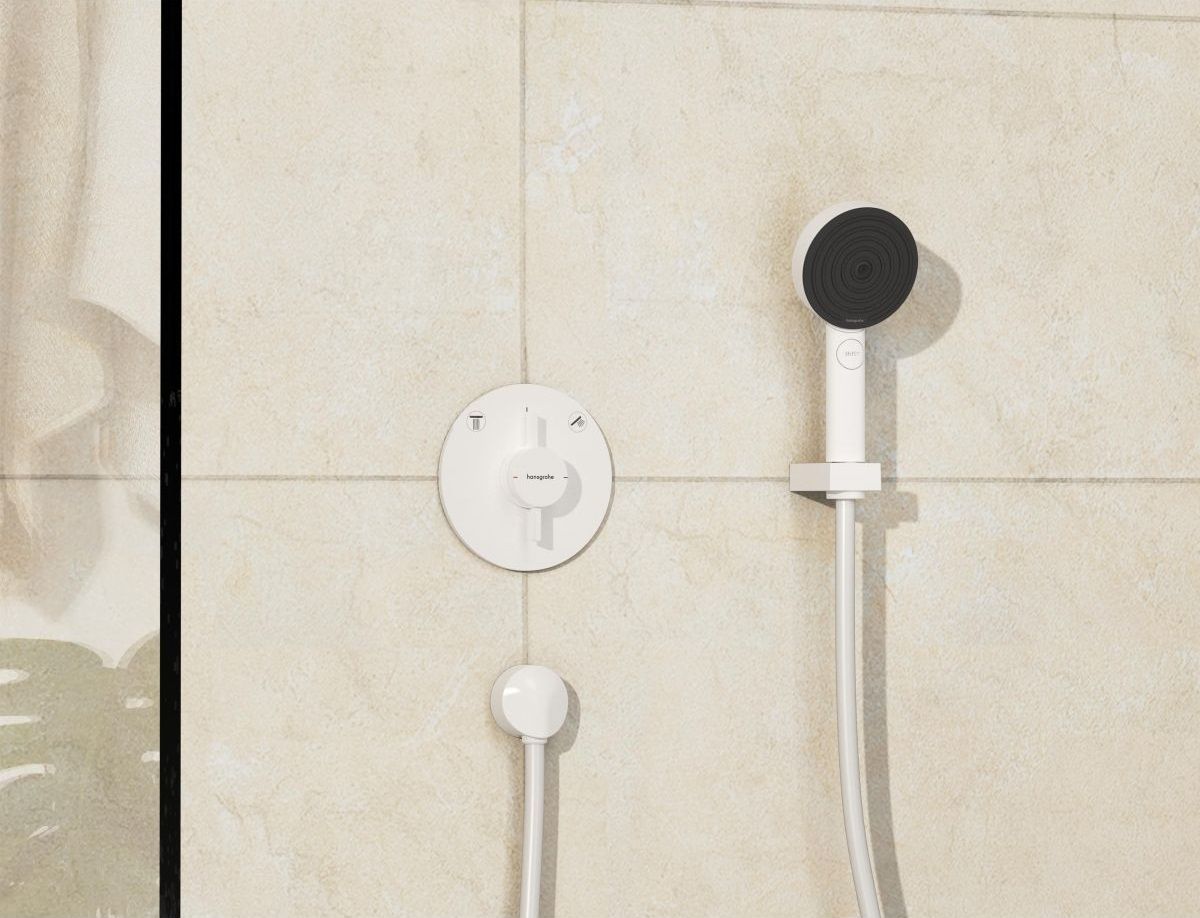 Set de finition pour mitigeur mécanique encastré Hansgrohe DuoTurn S avec 2 fonctions en blanc mat — vue 2