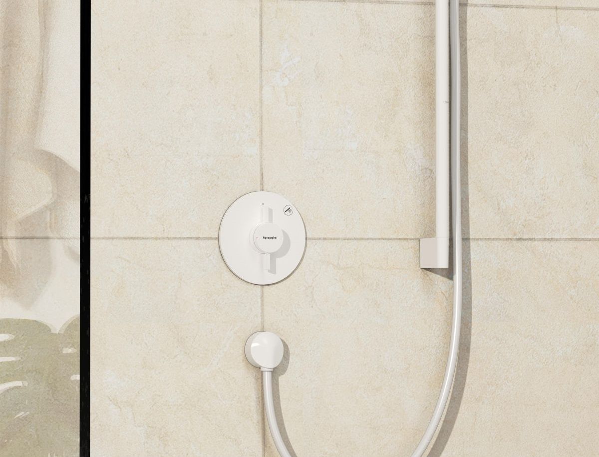 Set de finition pour mitigeur mécanique encastré Hansgrohe DuoTurn S avec 1 fonction en blanc mat — vue 2