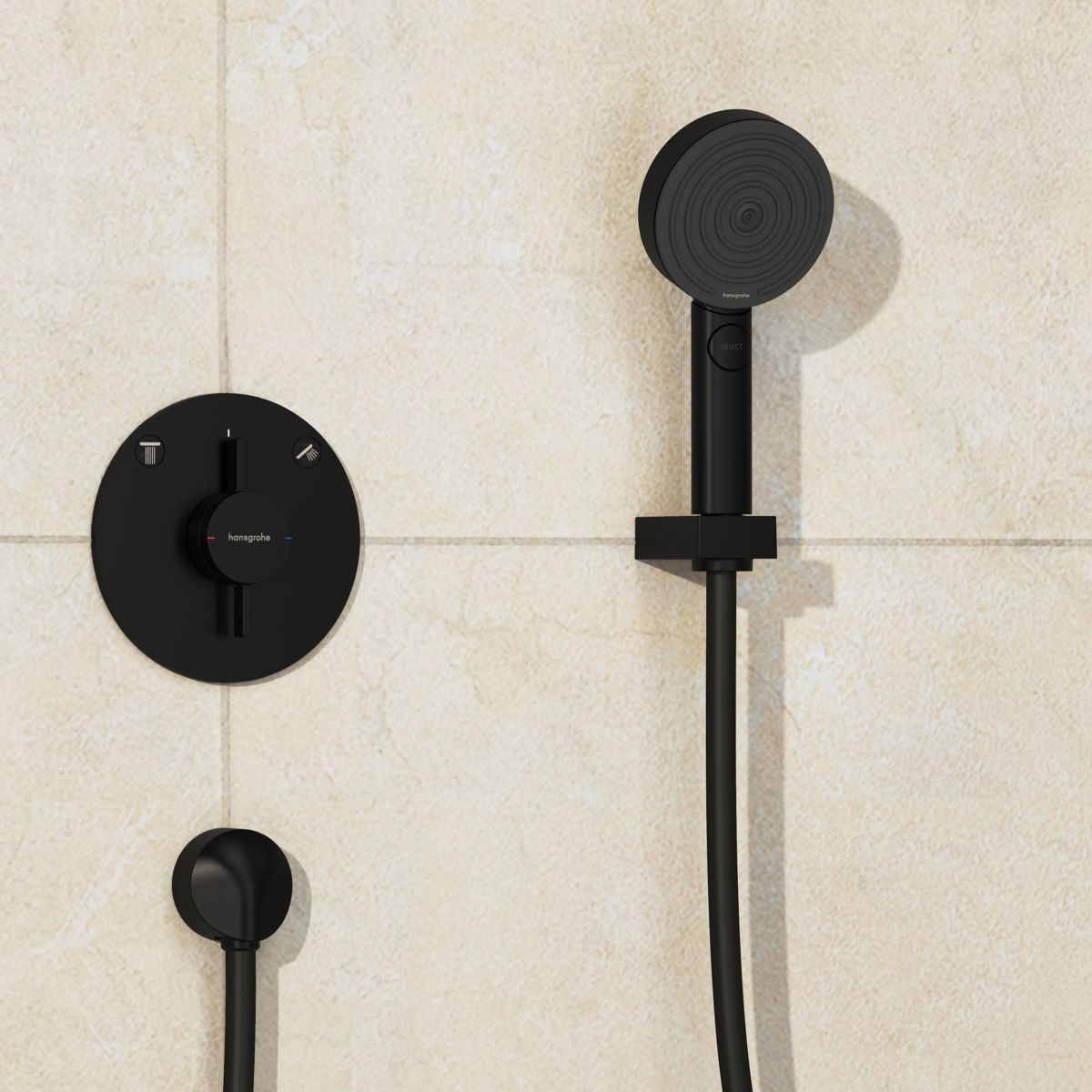 Set de finition pour mitigeur mécanique encastré Hansgrohe DuoTurn S avec 2 fonctions en noir mat — vue 2