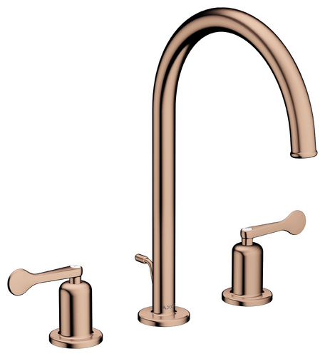 AXOR Archivio 190 3-Hole Basin Mixer with Pull Rod and Waste Set, Polished Red Gold Lever Handles