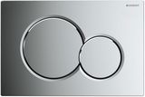 Plaque de commande Geberit Sigma01 ronde chromée, double bouton de commande, finition chromée brillante, design moderne.