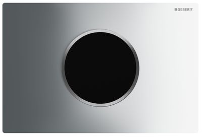 Plaque de commande électronique infrarouge Geberit Sigma10, chrome brillant, 12 cm, pour réservoir encastré, design élégant.