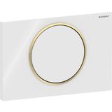 Plaque de déclenchement Geberit Sigma10 / Blanc - anneau design : doré brillant