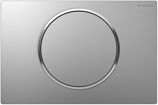 Plaque de déclenchement Geberit Sigma10 / Chromé mat - anneau design chromé brillant / Revêtement Easy Clean + Anti-Traces de doigt