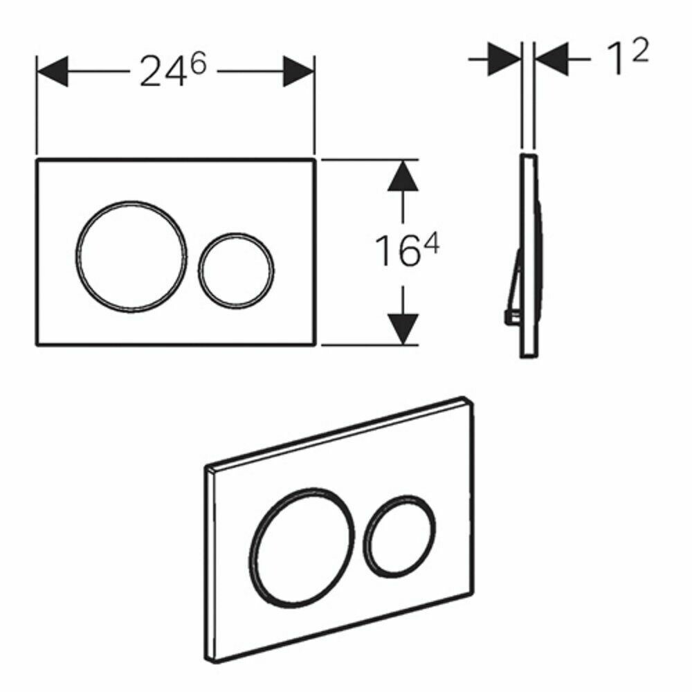 Geberit Sigma20 Flush Plate / White - design rings: gold