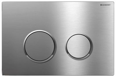 Plaque de déclenchement Geberit Sigma20 / Chromé mat - anneaux design : chromé brillant Geberit Sigma20 plaque de déclenchement chromé mat avec anneaux chromé brillant design.