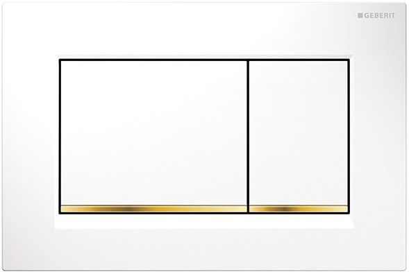Plaque de déclenchement Geberit Sigma20 square / Blanc - bandes design : doré brillant