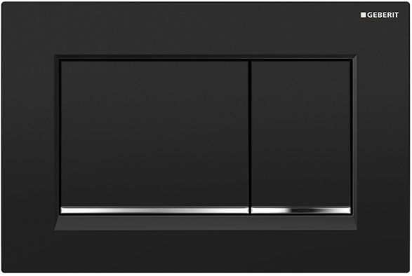 Geberit Sigma20 Square Flush Plate / Black - Design Strips: Chrome Glossy