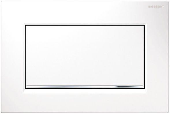 Geberit Sigma10 Square Actuation Plate / White - Design Strips: Chrome Glossy