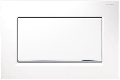 Geberit Sigma10 Square Actuation Plate / White - Design Strips: Chrome Glossy