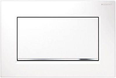 Geberit Sigma10 Square Actuation Plate / White - Design Strips: Chrome Glossy