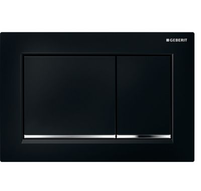 Plaque de déclenchement Geberit Omega20 square pour rinçage double touche / Noir - bandes design : chromé brillant