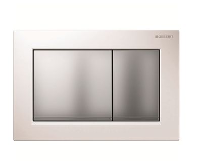 Plaque de déclenchement Geberit Omega20 square pour rinçage double touche / Blanc - Chromé mat