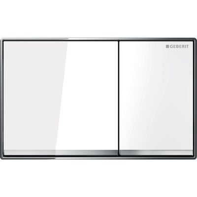 Plaque de déclenchement Geberit Omega60 square pour rinçage double touche, à fleur de paroi / Blanc