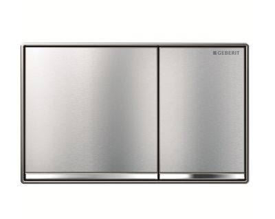 Geberit Omega60 square flush plate for dual flush, wall-mounted / Brushed chrome - design strips: shiny chrome