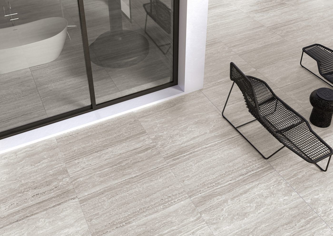 Mat Porcelain Stoneware Liceo Travertin Grey R9 60 x 120 cm - Cifre Ceramica