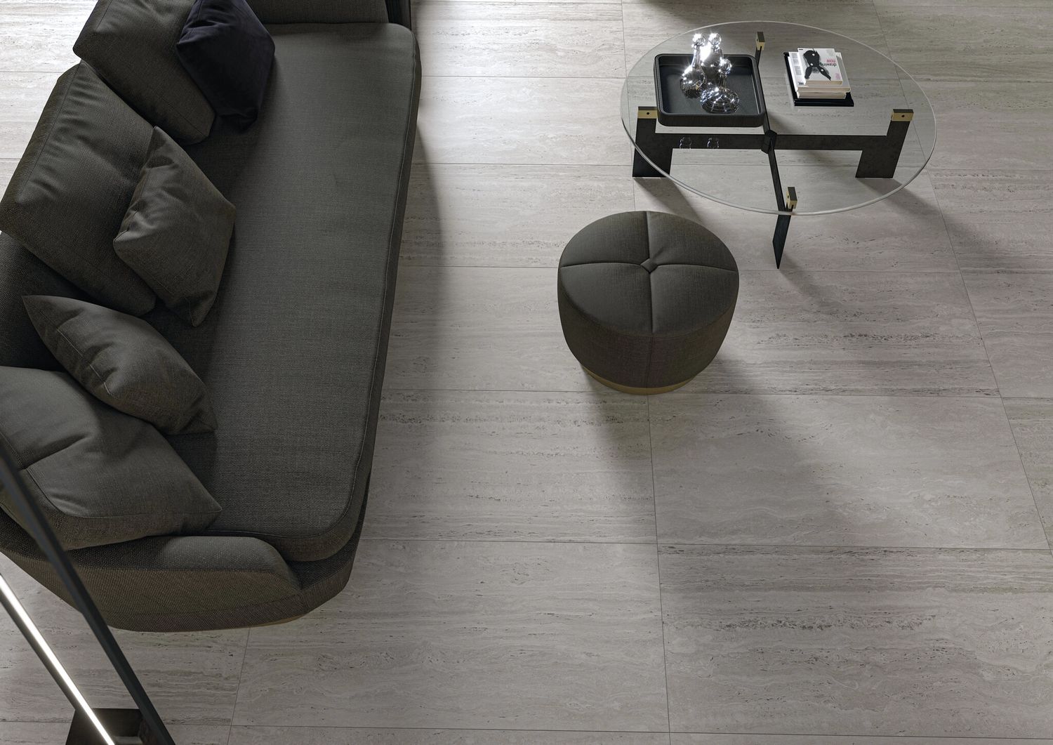 Mat Porcelain Stoneware Liceo Travertin Grey R9 60 x 120 cm - Cifre Ceramica