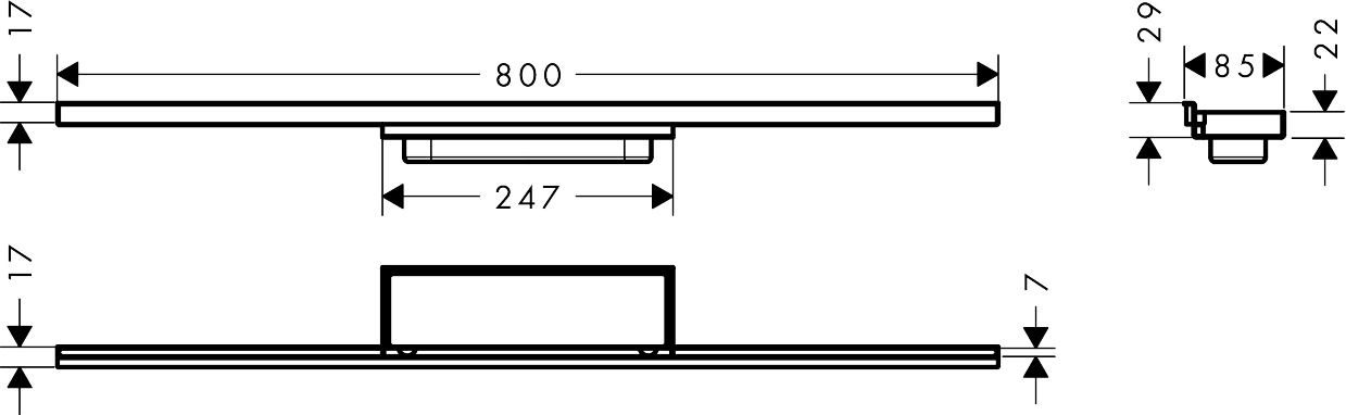 Set de finition Hansgrohe RainDrain Minimalistic à carreler 800 mm — vue 2