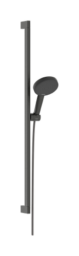 Hansgrohe Shower Bar with Raindance Alive Select S 125 EcoSmart 3-Jet Hand Shower and Designflex Unica E Puro 90 cm Hose in Brushed Black Chrome
