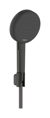 Support mural Hansgrohe avec douchette à main Raindance Alive Select S 3 jets EcoSmart flexible Designflex 1,60 m en noir chromé brossé