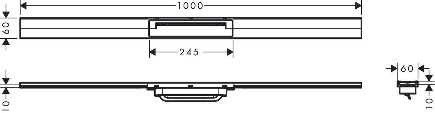 Set de finition Hansgrohe RainDrain Flex 1000 mm découpable pour montage libre en noir chromé brossé — vue 2