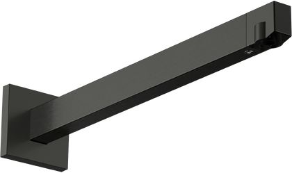 Hansgrohe E 390 mm Wall-Mounted Shower Arm with Square Escutcheon in Brushed Black Chrome