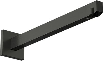 Bras de douche mural Hansgrohe E 390 mm avec rosace carrée en noir chromé brossé