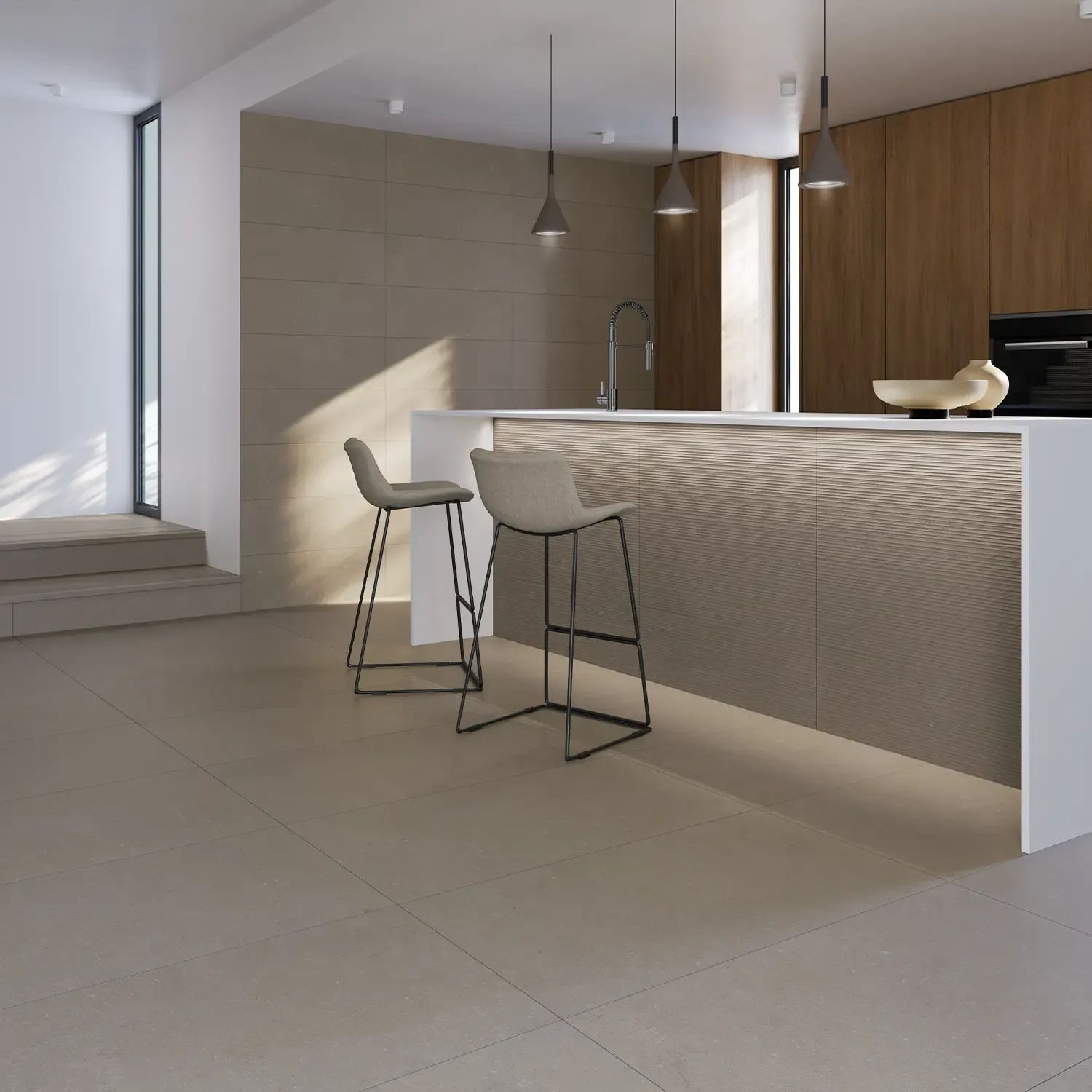 Rift Greige Matte Brushed Porcelain Stoneware 60 x 120 cm - Cifre Ceramica