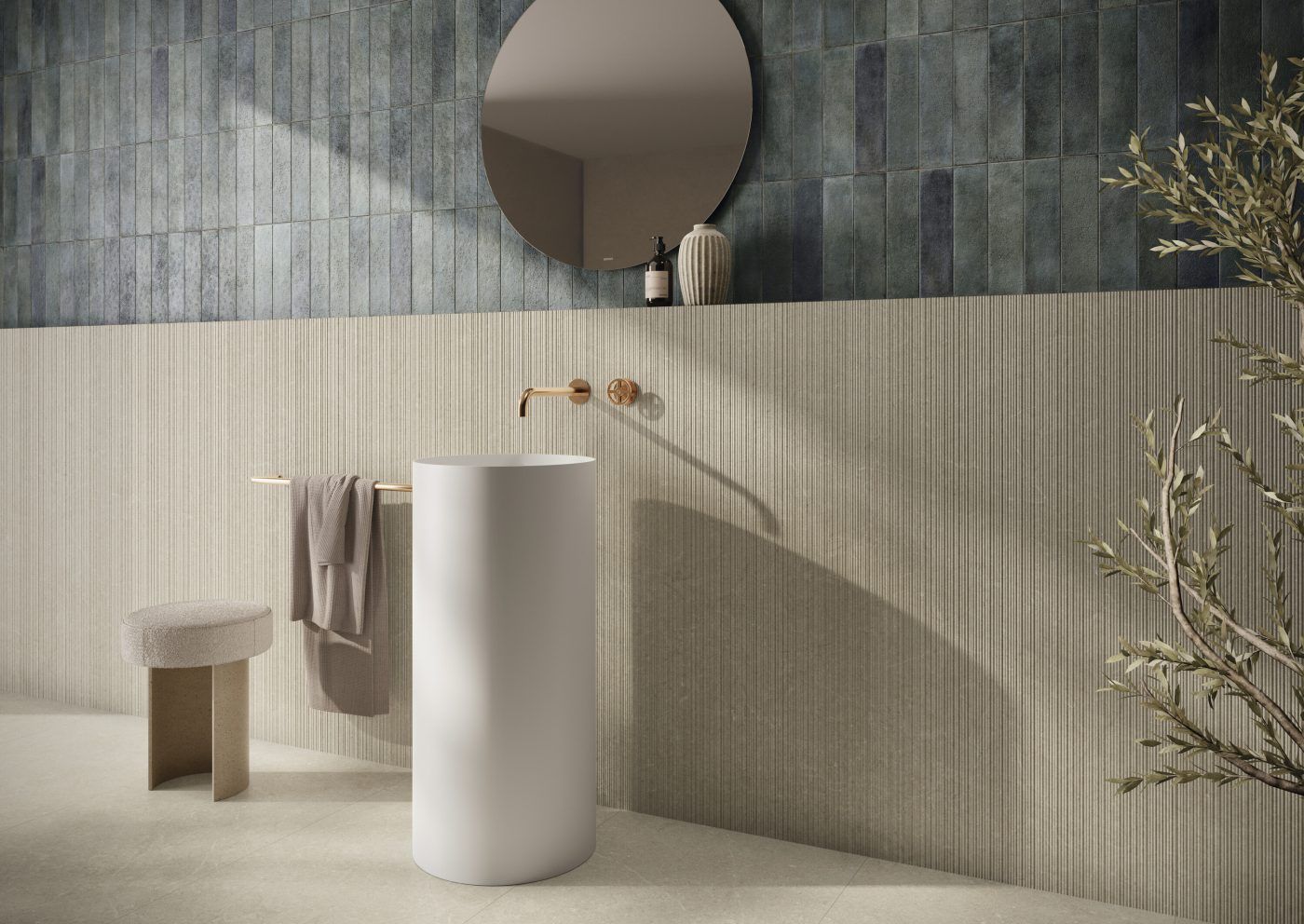 Porcelain Stoneware Mytos Neli Sand Matte Brushed 60 x 120 cm - Cifre Ceramica