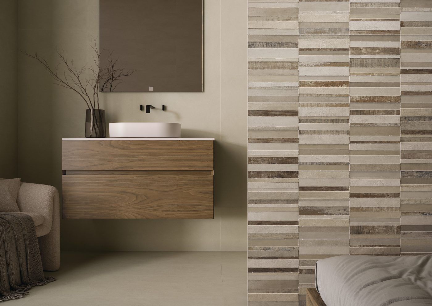 Porcelain Stoneware Origin Cream Matte Brushed 60 x 120 cm - Cifre Ceramica