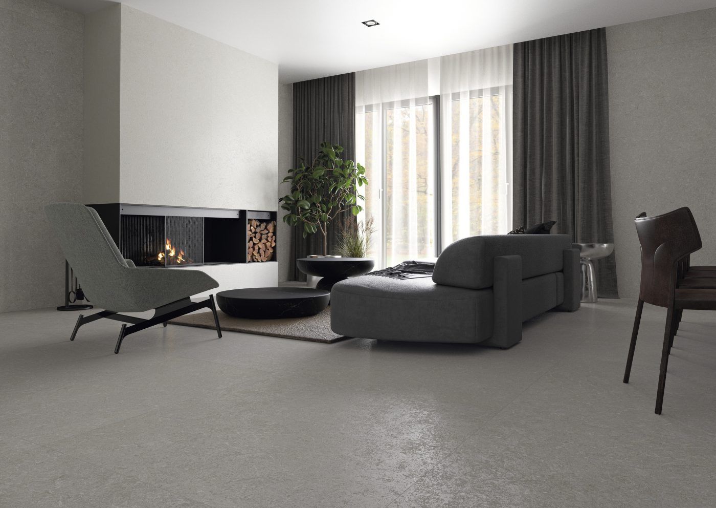 Porcelain Stoneware Mytos Greige Matte Brushed 60 x 120 cm - Cifre Ceramica