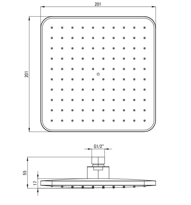 Douche de tête carrée Deante pour colonne de douche Boro en noir mat — vue 2