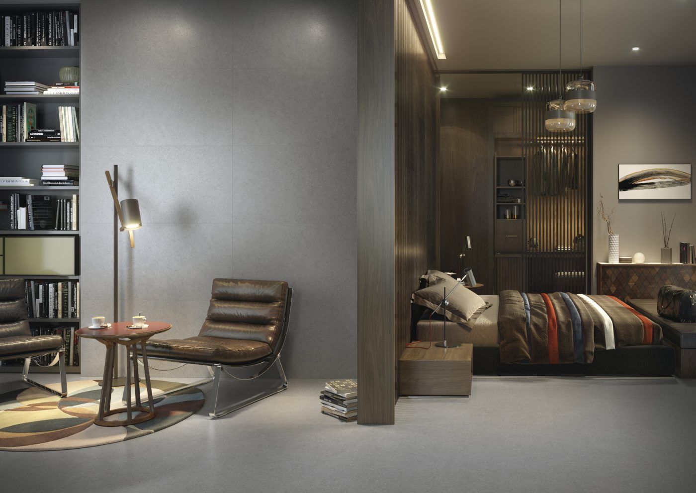 Mat Brushed Anthracite Granite Porcelain Stoneware R10 60 x 120 cm - Cifre Ceramica