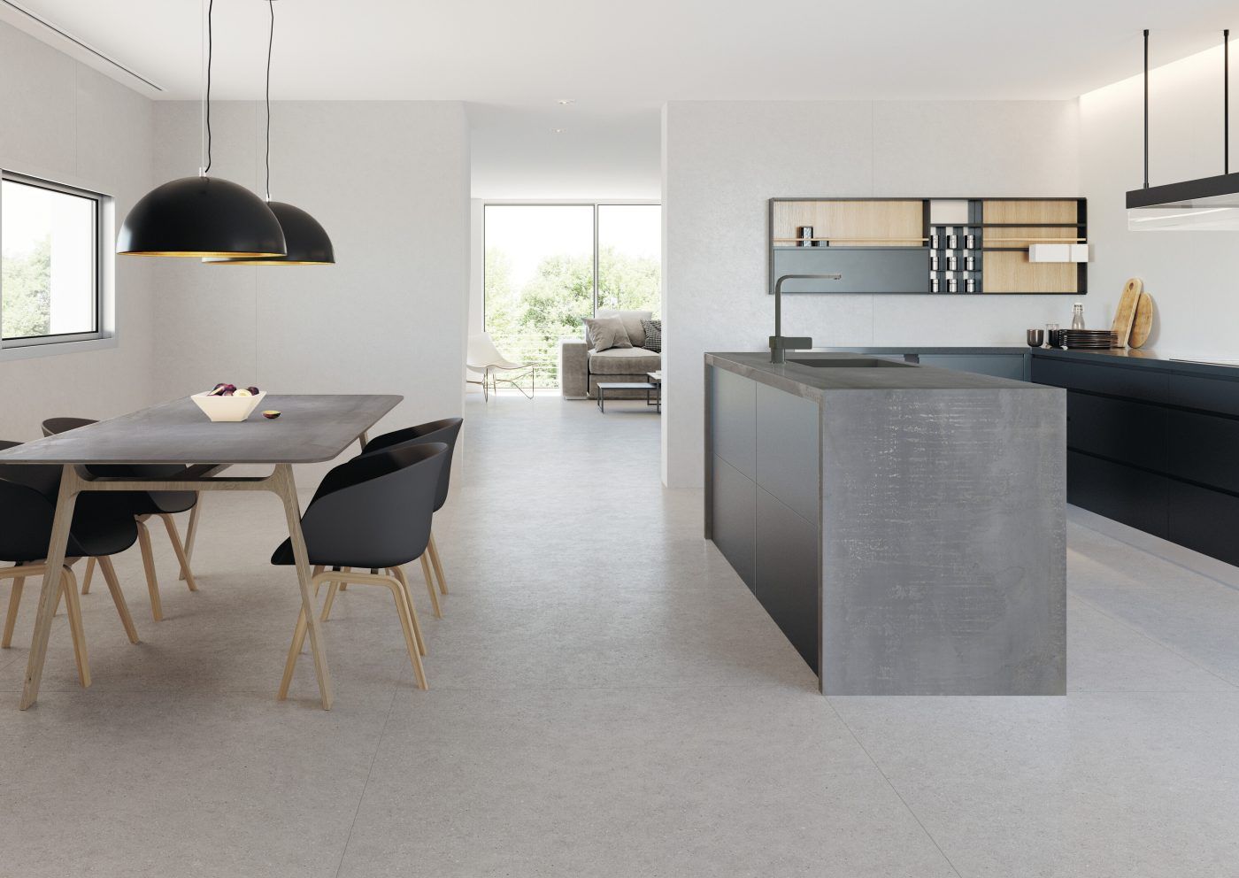 Matte Brushed Granite Grey Porcelain Stoneware R10 60 x 120 cm - Cifre Ceramica